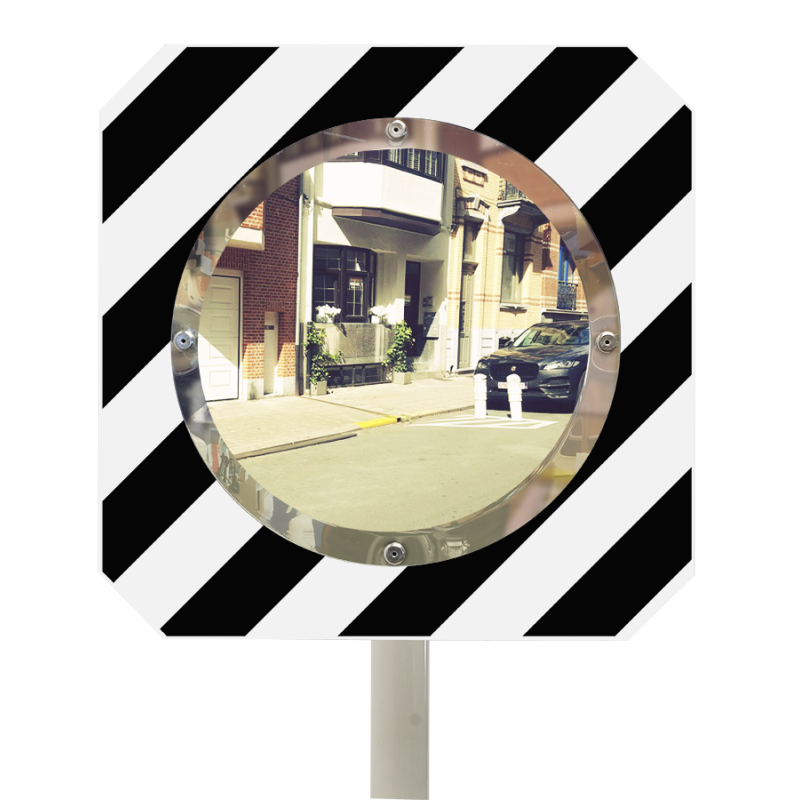 Miroir pour sortie de garage sur cadre noir et blanc - Gamme Citymir - Garantie 3 ans