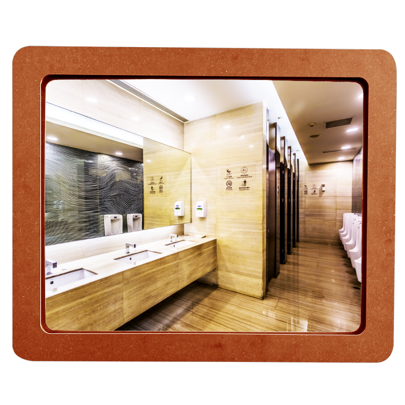 Miroir sanitaire plat 280 x 360 mm - Cadre fibre de bois teintée masse - Garantie 3 ans