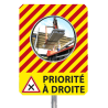 Miroir de chantier temporaire "PRIORITÉ À DROITE" - Diamètre 600 mm - Garantie 1 an